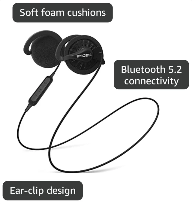 Alt view image 3 of 7 - KSC35 Wireless Bluetooth Ear-Clip Headphones, Black, Microphone | USB-C Charging, Microphone with Audio Remote, 18+ Hour Battery Life, Carry Case Included
