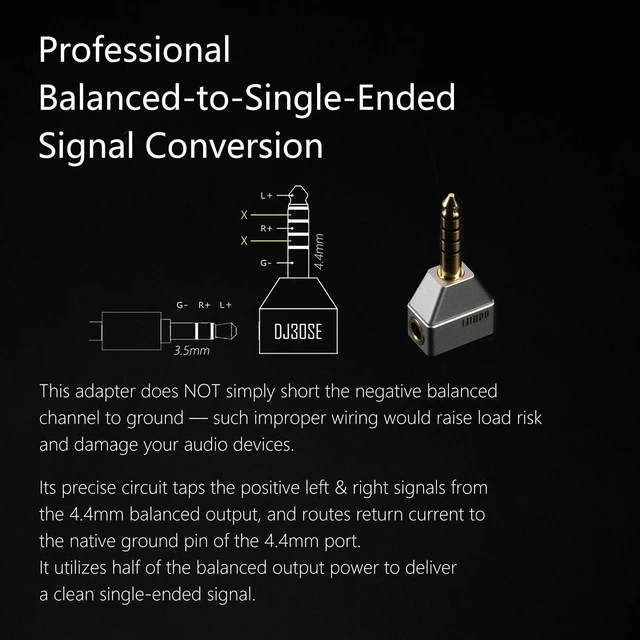 Alt view image 3 of 7 - ddHiFi DJ30SE Audio Adapter 4.4mm Male to 3.5mm Female Single-Ended Adapter
