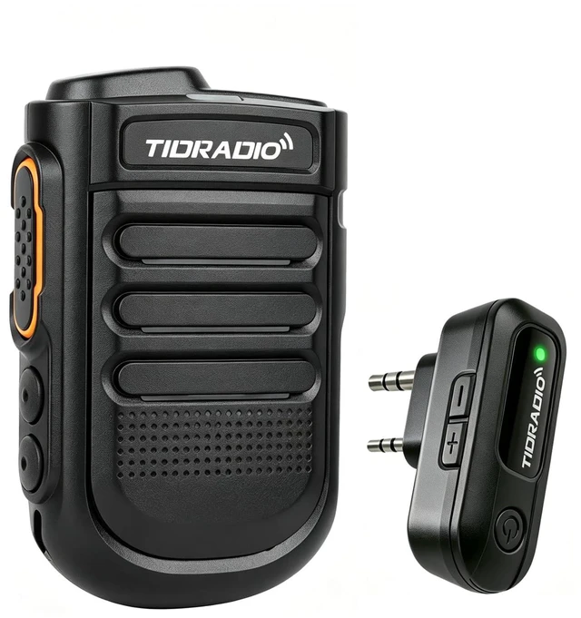 Main image of TIDRADIO Wearable Bluetooth PTT Speaker MIC for 2-Pin-K Ham GMRS Radio, Clip-On Design, 1500mAh, Hands-Free Phone Music & Calls, Walkie Talkies Mic for BAOFENG Radio 5RM, TD-H9 for Jobsite, Camping