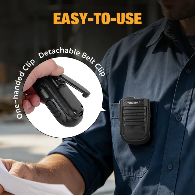 Alt view image 6 of 7 - TIDRADIO Wearable Bluetooth PTT Speaker MIC for 2-Pin-K Ham GMRS Radio, Clip-On Design, 1500mAh, Hands-Free Phone Music & Calls, Walkie Talkies Mic for BAOFENG Radio 5RM, TD-H9 for Jobsite, Camping