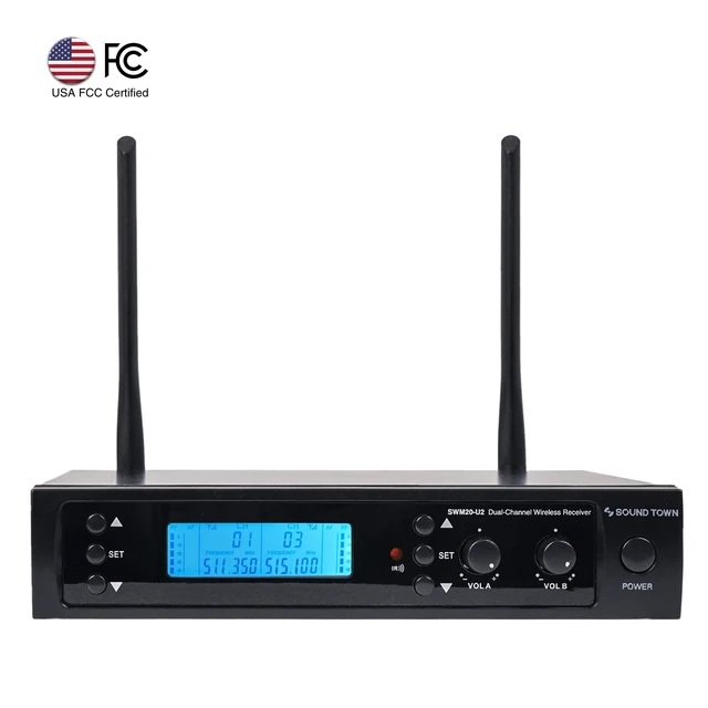 Alt view image 2 of 7 - Sound Town 200-Channel Professional UHF Wireless Microphone System with 2 Handheld Microphones, for Church, Business Meeting, Outdoor Wedding and Karaoke