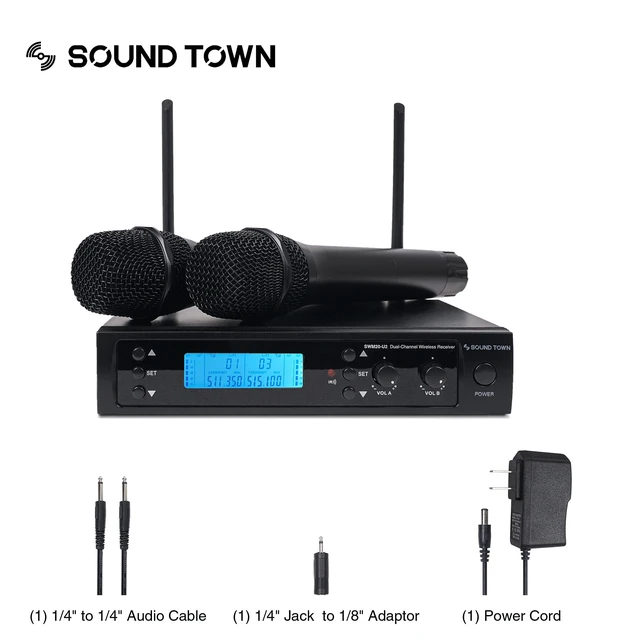 Alt view image 4 of 7 - Sound Town 200-Channel Professional UHF Wireless Microphone System with 2 Handheld Microphones, for Church, Business Meeting, Outdoor Wedding and Karaoke