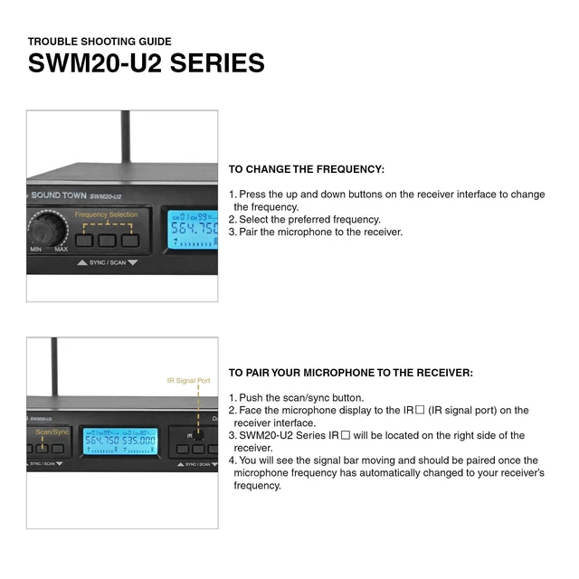 Alt view image 7 of 7 - Sound Town 200-Channel Professional UHF Wireless Microphone System with 2 Handheld Microphones, for Church, Business Meeting, Outdoor Wedding and Karaoke