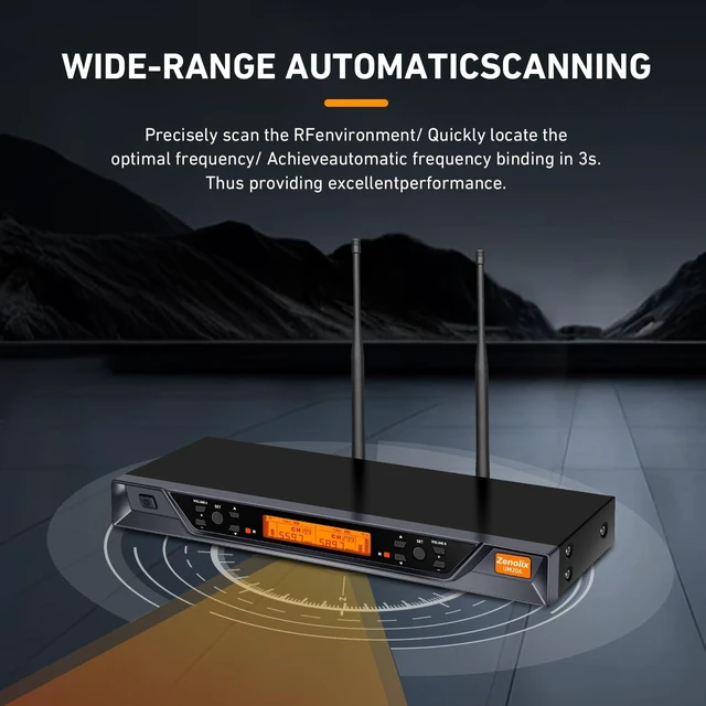 Alt view image 5 of 7 - Zenolix UM206 2 Channel Wireless Microphone System with Dynamic Mics, 200ft Range, UHF Frequencies, Dual Wireless Handheld Mics for Karaoke, Singing, DJ, Stage, Church and Recording