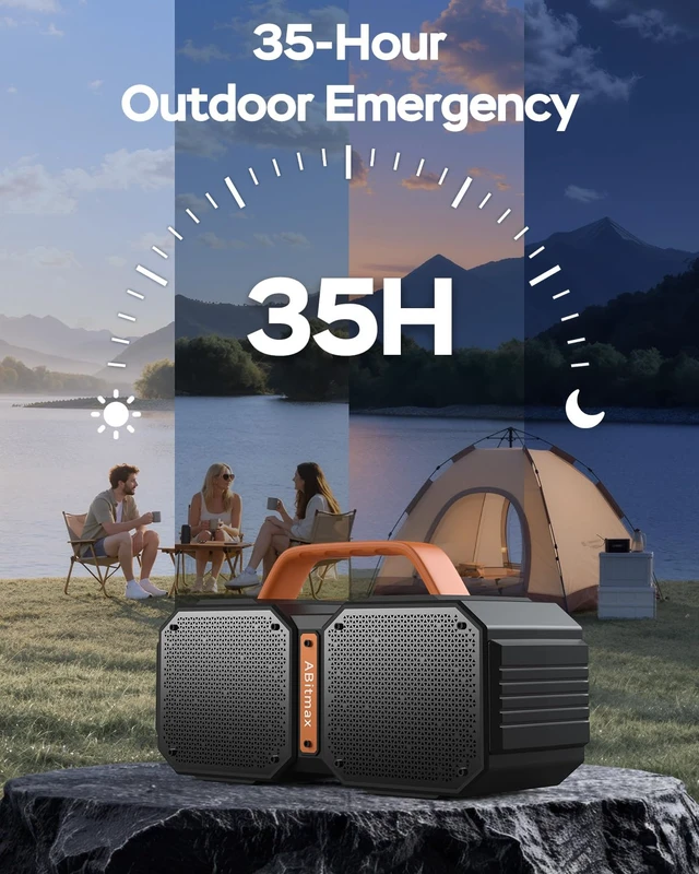 Alt view image 5 of 7 - ABitmax Outdoor Bluetooth Speaker, 90W Peak, 35H, IPX7 Waterproof | Bluetooth 6.0 Deep Bass Portable Wireless Speaker, USB-C Fast Charging, for Beach, Pool, Camping, Hiking, Backyard Party