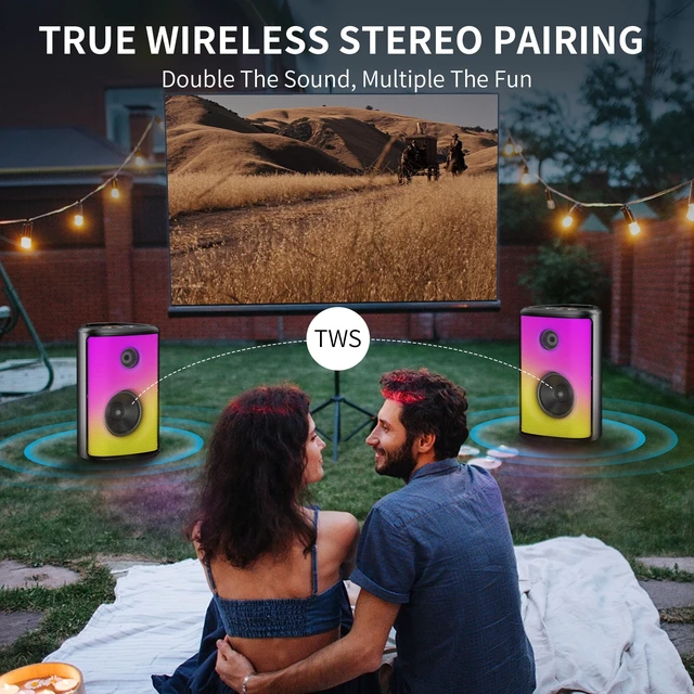 Alt view image 3 of 7 - BUGANI Bluetooth Speaker Loud, 120W Peak Portable Speaker with Powerful Sound and Heavy Bass, Full-Screen Colorful Lights, 24H Playtime, AUX, USB Playback, Waterproof