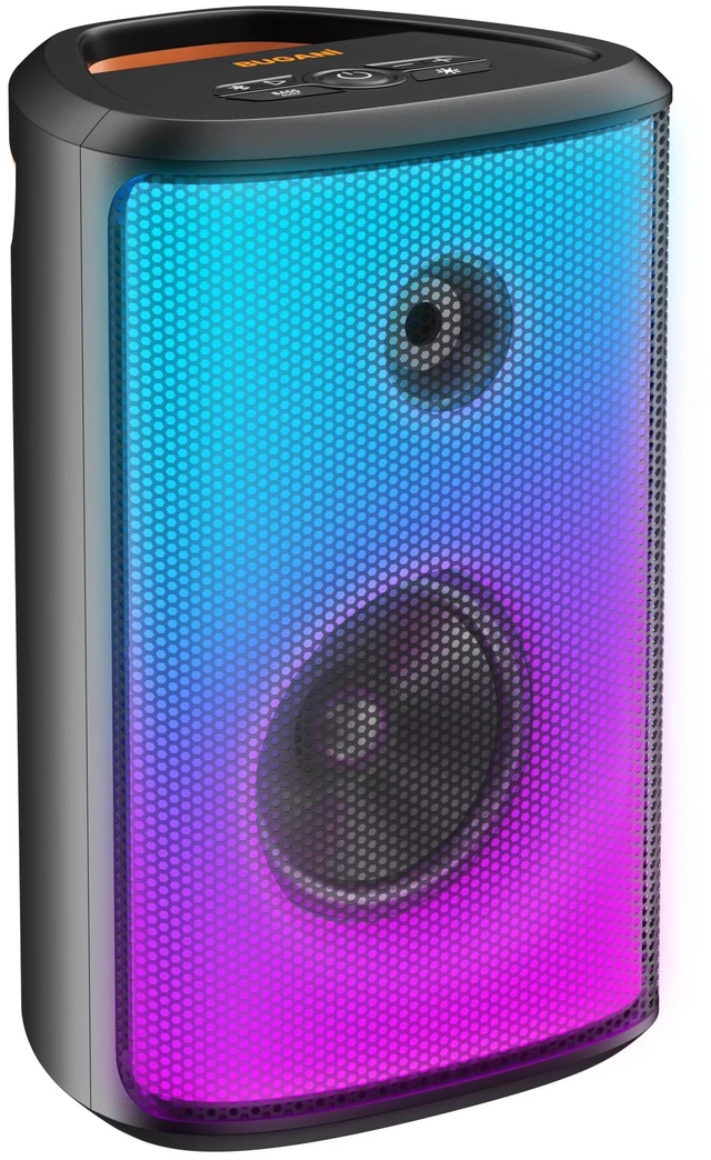 Main image of BUGANI Bluetooth Speaker Loud, 120W Peak Portable Speaker with Powerful Sound and Heavy Bass, Full-Screen Colorful Lights, 24H Playtime, AUX, USB Playback, Waterproof
