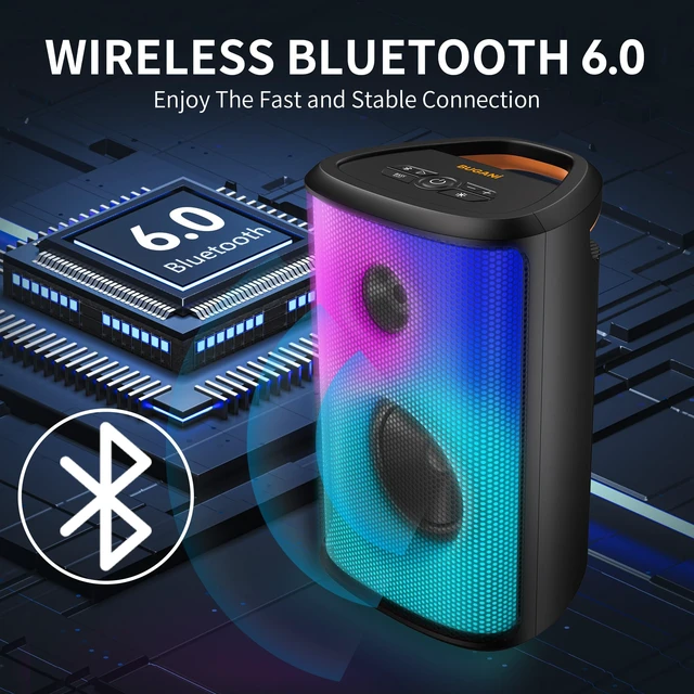 Alt view image 5 of 7 - BUGANI Bluetooth Speaker Loud, 120W Peak Portable Speaker with Powerful Sound and Heavy Bass, Full-Screen Colorful Lights, 24H Playtime, AUX, USB Playback, Waterproof
