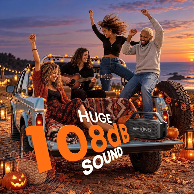 Alt view image 4 of 7 - Bluetooth Speaker, 100W PEAK Outdoor Portable Loud Speakers Wireless | 108dB IPX7 Waterproof Floating Rugged Boombox, 60W Party Large Speaker Subwoofer, 7.2'' Deep Bass Radiator, 40H, EQ, TF, AUX