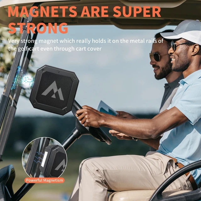 Alt view image 2 of 6 - 2-Pack Golf Cart Speakers with Storage Case, IPX7 Magnetic Golf Speaker 24H Playtime, 36W Loud Stereo Sound Magnetic Bluetooth Speaker for Golf Cart, Golf Gifts for Men