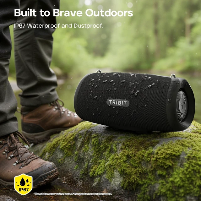 Alt view image 4 of 7 - StormBox Lava Bluetooth Speaker, 80W Loud Sound, 24H Playtime, Black | IP67 Waterproof, BT5.4, XBass, Custom EQ, TWS Pairing, Portable, Wireless, Built-in Mic, Party, Home, Outdoor, Camping, Beach
