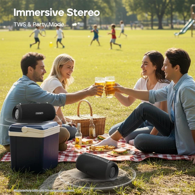 Alt view image 6 of 7 - StormBox Lava Bluetooth Speaker, 80W Loud Sound, 24H Playtime, Black | IP67 Waterproof, BT5.4, XBass, Custom EQ, TWS Pairing, Portable, Wireless, Built-in Mic, Party, Home, Outdoor, Camping, Beach