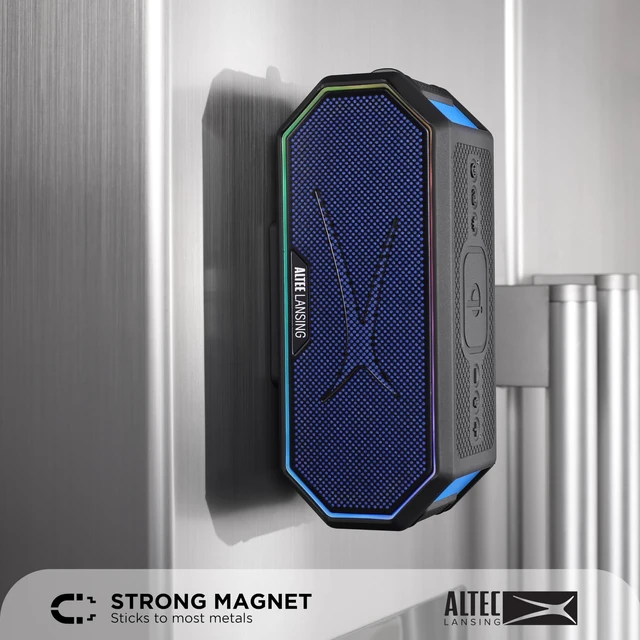 Alt view image 3 of 7 - Altec Lansing Loud Portable Speakers Bluetooth Wireless Waterproof - MultiColor LED, 20 Hour Playtime, Mount Included | HydraBLAST 2.0 Magnetic Bluetooth Speaker for Travel, Home and Outdoor Adventure