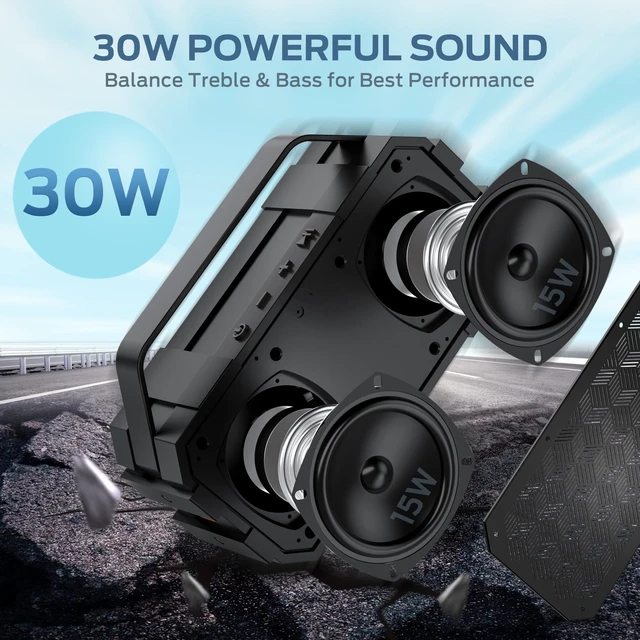 Alt view image 6 of 7 - BUGANI Bluetooth Speaker, Portable Bluetooth Speakers with 40W Stereo Sound, Loud Bluetooth Speaker 24H Playtime Support TF Card/AUX, IPX6 Waterproof for Beach Camping Outdoor Indoor