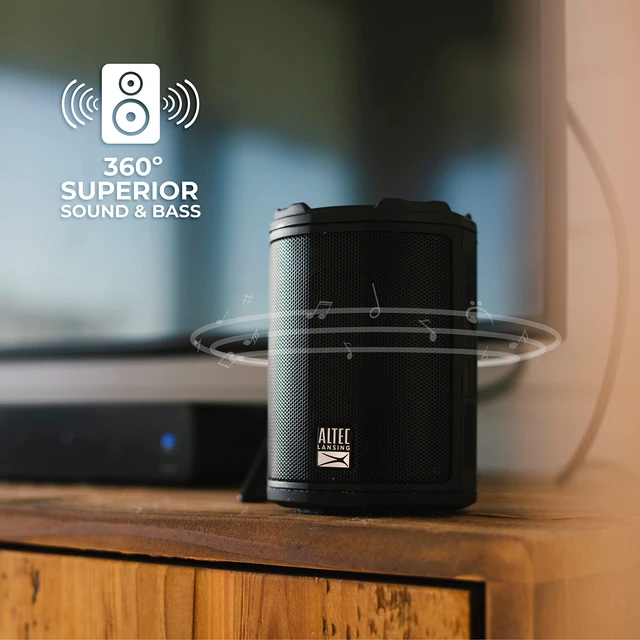 Alt view image 7 of 7 - Altec Lansing HydraMotion Wireless Bluetooth Speaker with 360 Degree Sound, Portable IP67 Waterproof for Outdoors, Shockproof, Snowproof, Everything Proof, 12 Hour Playtime (Black)