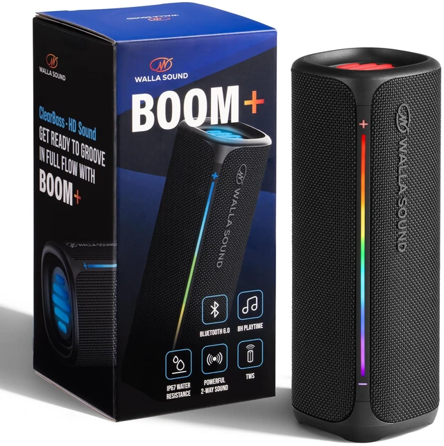 Main image of Walla Boom+ Portable Bluetooth Speaker - 20W High-Power Audio, IP67 Waterproof, TWS Pairing, USB-C Charging, 8 Hours Playback, Bluetooth 6.0, Designed for Indoor Outdoor