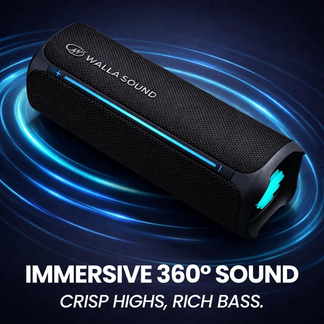 Alt view image 2 of 7 - Walla Boom+ Portable Bluetooth Speaker - 20W High-Power Audio, IP67 Waterproof, TWS Pairing, USB-C Charging, 8 Hours Playback, Bluetooth 6.0, Designed for Indoor Outdoor