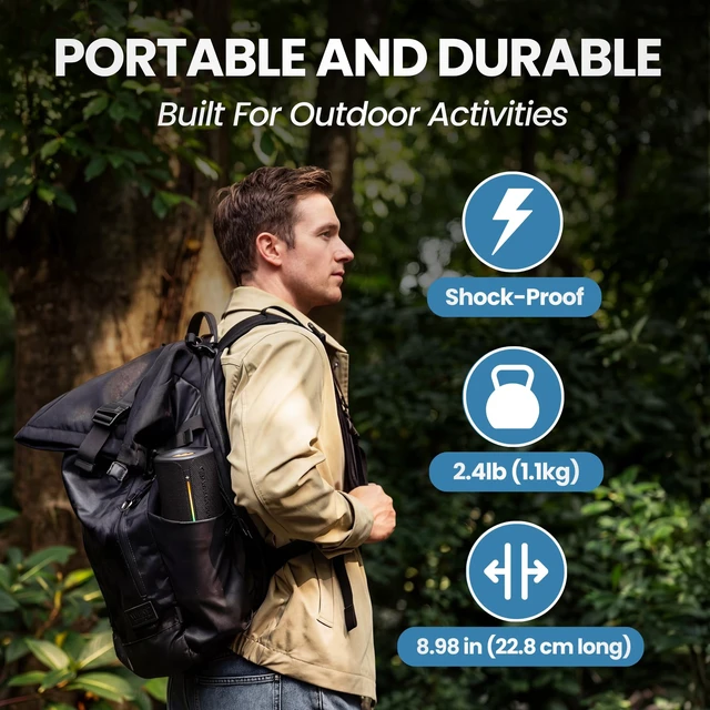 Alt view image 5 of 7 - Walla Boom+ Portable Bluetooth Speaker - 20W High-Power Audio, IP67 Waterproof, TWS Pairing, USB-C Charging, 8 Hours Playback, Bluetooth 6.0, Designed for Indoor Outdoor