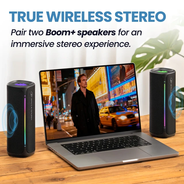 Alt view image 6 of 7 - Walla Boom+ Portable Bluetooth Speaker - 20W High-Power Audio, IP67 Waterproof, TWS Pairing, USB-C Charging, 8 Hours Playback, Bluetooth 6.0, Designed for Indoor Outdoor