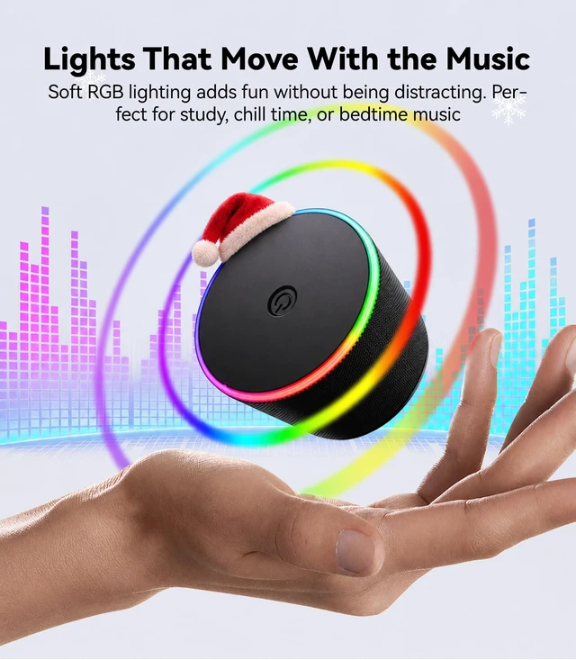 Alt view image 6 of 7 - Stocking Stuffers for Teen Boys, Gifts for Men, Portable Bluetooth Speaker | Magnetic Phone Stand, TWS Pairing, 9 RGB Modes, IPX5 Waterproof, White Elephant Gifts for Teen Adults Men, Home/Office