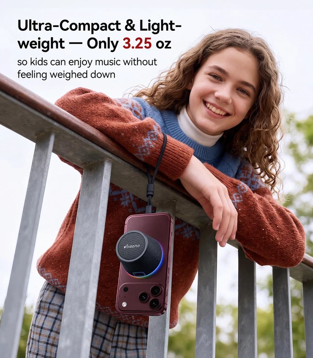 Alt view image 3 of 7 - Stocking Stuffers for Teen Boys, Gifts for Men, Portable Bluetooth Speaker | Magnetic Phone Stand, TWS Pairing, 9 RGB Modes, IPX5 Waterproof, White Elephant Gifts for Teen Adults Men, Home/Office