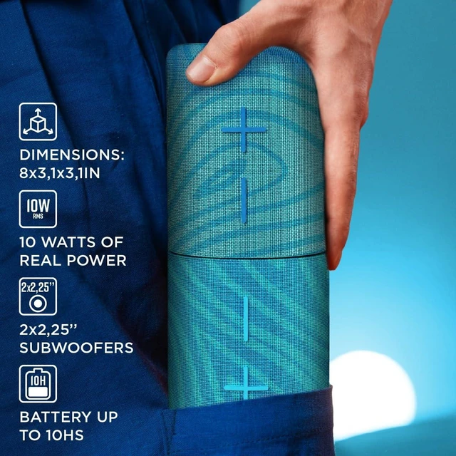 Alt view image 7 of 7 - Stromberg Twin 2-in-1 Mini Portable Bluetooth Speaker, 10W (5W per Speaker), 11-Hour Playtime, Magnetic, Sky Blue and Blue