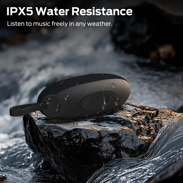 Alt view image 2 of 7 - Oraolo Bluetooth Speaker, 10W Portable Wireless Mini Speaker with Strap | IPX5 waterproof, 5H playtime, TWS stereo pairing, silicone strap, AUX & TF card, for travel gym