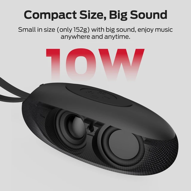 Alt view image 4 of 7 - Oraolo Bluetooth Speaker, 10W Portable Wireless Mini Speaker with Strap | IPX5 waterproof, 5H playtime, TWS stereo pairing, silicone strap, AUX & TF card, for travel gym