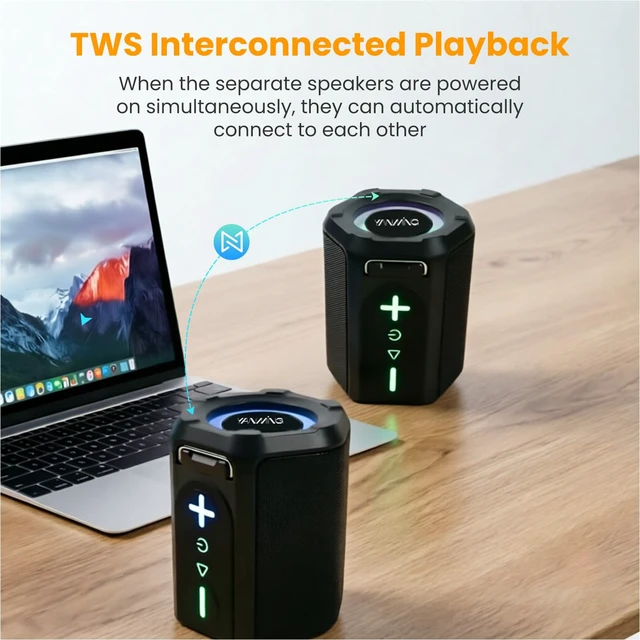 Alt view image 4 of 7 - YanMing 2-in-1 Magnetic Split Bluetooth Speaker, 30W Loud Portable Wireless Speaker BT5.4 with Deep Bass, IPX6 Waterproof, 24H Playtime, TWS Pairing, for Camping Beach Party Home Outdoor Travel
