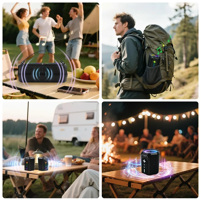 Alt view image 7 of 7 - YanMing 2-in-1 Magnetic Split Bluetooth Speaker, 30W Loud Portable Wireless Speaker BT5.4 with Deep Bass, IPX6 Waterproof, 24H Playtime, TWS Pairing, for Camping Beach Party Home Outdoor Travel