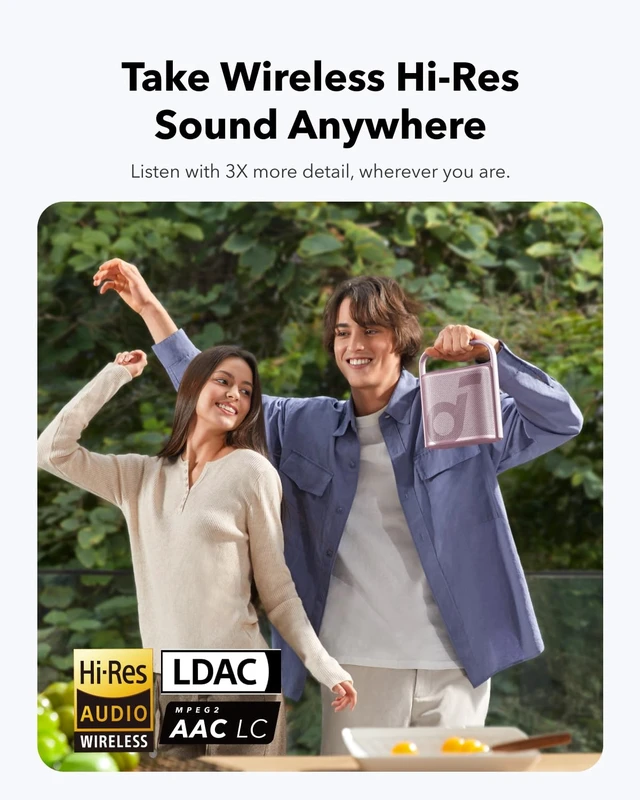 Alt view image 3 of 6 - Soundcore Motion X500 Portable Bluetooth Speaker, Wireless Speaker with Immersive Spatial Audio, Wireless Hi-Res Sound with 3X Detail, 3-Channel Audio, and an Upward Firing Driver with Ambient Light
