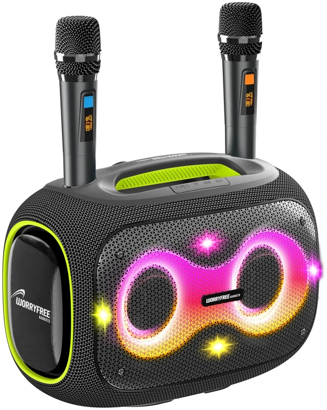 Main image of WorryFree Gadgets Portable Bluetooth Speaker with 2 Mics, Deep Bass, 10-Hour Playtime, IPX6 Waterproof, 120W, Gray