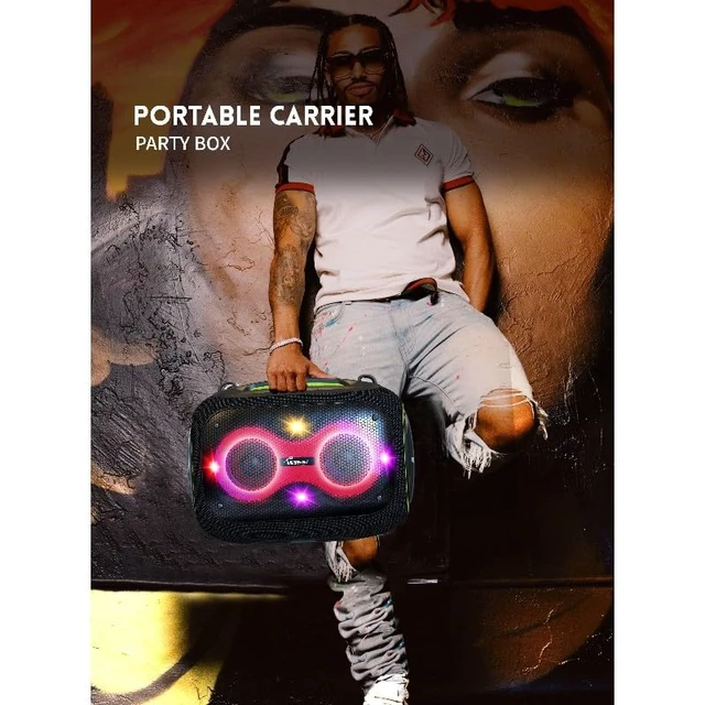 Alt view image 4 of 7 - WorryFree Gadgets Portable Bluetooth Speaker with 2 Mics, Deep Bass, 10-Hour Playtime, IPX6 Waterproof, 120W, Gray
