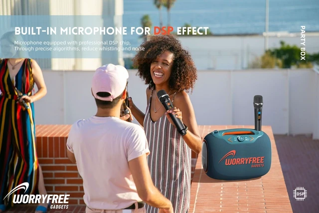 Alt view image 6 of 7 - WorryFree Gadgets Portable Bluetooth Speaker with 2 Mics, Deep Bass, 10-Hour Playtime, IPX6 Waterproof, 120W, Gray