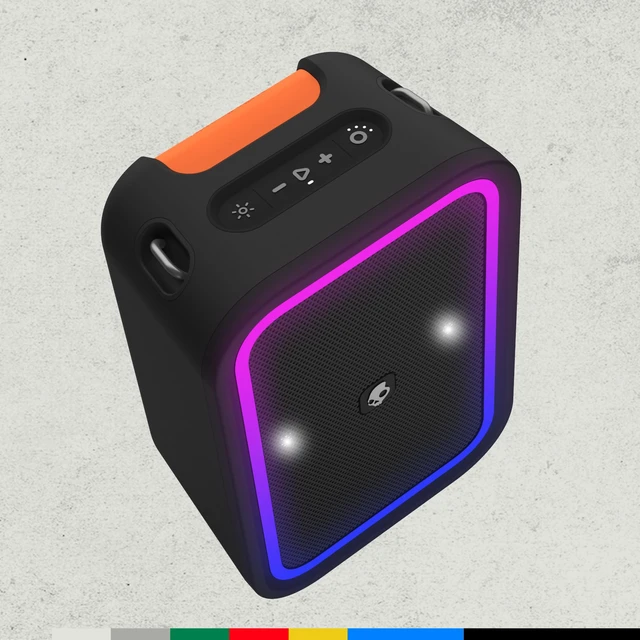 Alt view image 3 of 7 - Skullcandy Stomp Bluetooth Speaker IPX7 Waterproof Wireless Portable Speaker, with LED Lightshow & Strobe Modes, 12 Hour Battery, Multi-Link, & USB-C & USB-A Output Charging (Stomp, Black)