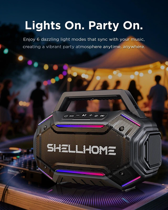 Alt view image 2 of 7 - 80W Bluetooth Outdoor Speakers, Portable Waterproof Jobsite Speaker | 30H Playtime, RGB Lights, BassUp 2.0, IPX6 Waterproof, TWS, 80W(Peak) Loud, Bluetooth 6.0