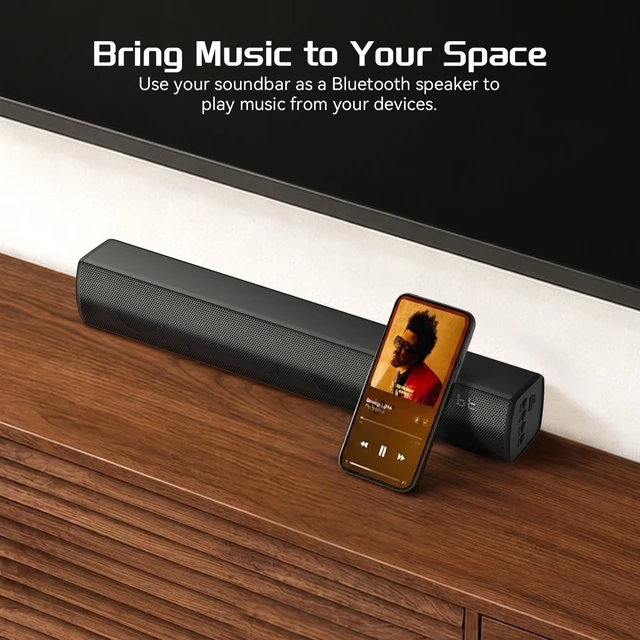 Alt view image 5 of 7 - Bluetooth Wireless Surround Sound Bar, Sound Bar Smart TV Compact, Sounds Bar Bluetooth Wireless TV 2.0CH Sounds System BT/OPT/AUX/AUX TO RCA/USB for TV/PC Remote Control(no HDMI), JetBlack
