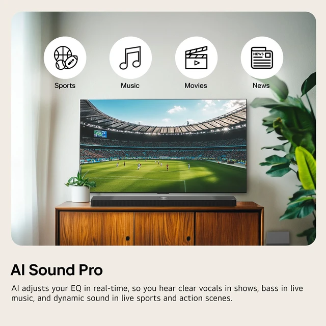 Alt view image 5 of 7 - LG S20A 2.0 ch. Soundbar for TV with Dolby Audio - Black | WOW Orchestra, WOW Interface, DTS Digital Surround, AI Sound Pro, Dual Bass Radiators, LG ThinQ App, Crest Design