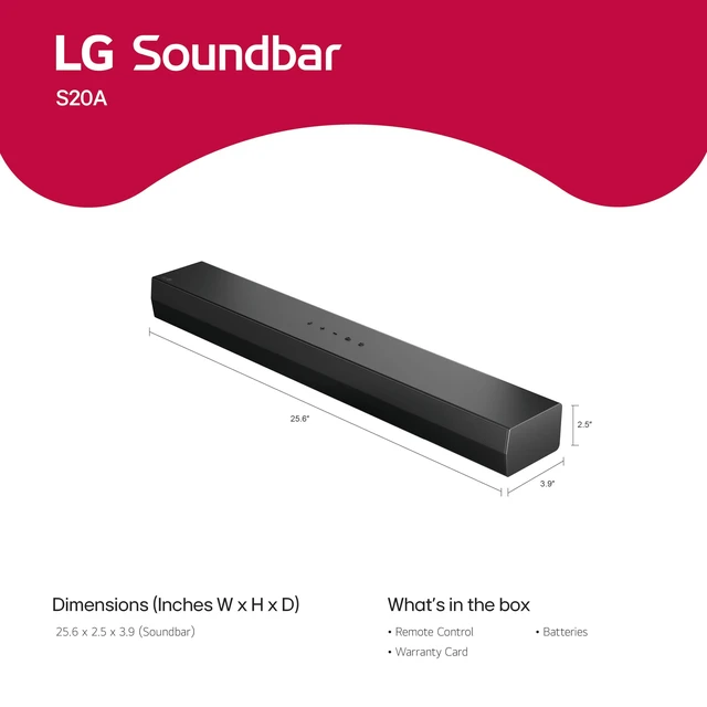 Alt view image 6 of 7 - LG S20A 2.0 ch. Soundbar for TV with Dolby Audio - Black | WOW Orchestra, WOW Interface, DTS Digital Surround, AI Sound Pro, Dual Bass Radiators, LG ThinQ App, Crest Design