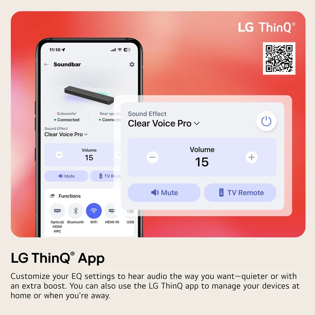 Alt view image 7 of 7 - LG S20A 2.0 ch. Soundbar for TV with Dolby Audio - Black | WOW Orchestra, WOW Interface, DTS Digital Surround, AI Sound Pro, Dual Bass Radiators, LG ThinQ App, Crest Design
