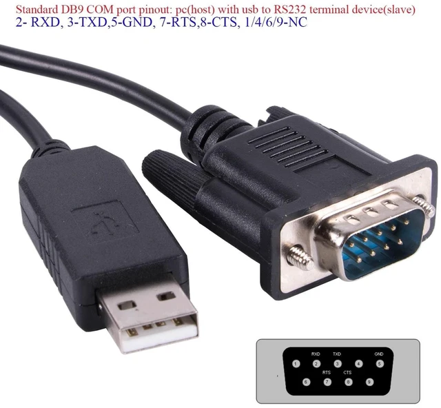 Alt view image 12 of 12 - Usangreen USB to DB9 D-Sub Male Com Port FT232RL RS232 Serial Converter Adapter Communication Upgrade Cable (Standard DB9 Pinout: 2-RXD ...)
