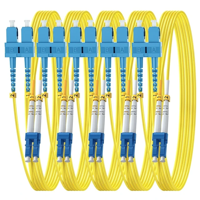 Alt view image 6 of 10 - FiberPrime- OS2 SC to LC Single Mode Fiber Patch Cable, Duplex Singlemode, SM Fiber Optic Patch Cable, 1G/10G, 9/125um, LSZH, 1m/3ft,5Pack