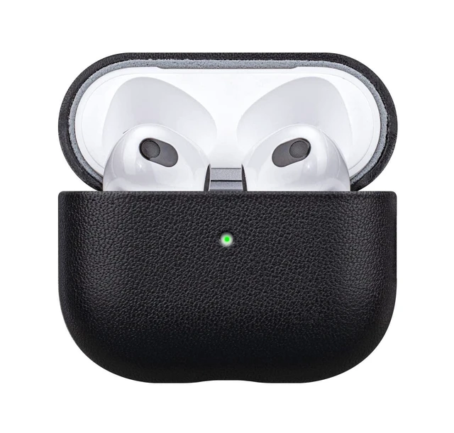 Alt view image 7 of 10 - LOPIE Leather Case Compatible with AirPods 3 (Released in 2021), Handmade Case Fully-Wrapped with Full-Grain Leather, Protective Hard Cover for Gen 3 AirPods (Not for AirPod Pro 3rd Generation), Black