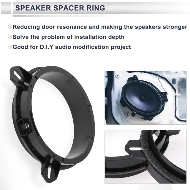 Alt view image 8 of 10 - RATCHROLL Speaker Spacer Ring Tweeter Speaker Spacer Adaptor for Toyota Waterproof Speaker Subwoofer Mounting Spacer Bracket Ring ABS 2Set