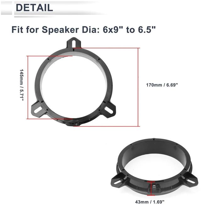 Alt view image 10 of 10 - RATCHROLL Speaker Spacer Ring Tweeter Speaker Spacer Adaptor for Toyota Waterproof Speaker Subwoofer Mounting Spacer Bracket Ring ABS 2Set