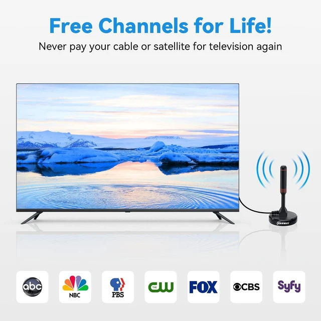 Alt view image 9 of 10 - Chaowei Digital HD TV Antenna with Magnetic Base,16.5feet Coaxial Antenna Cable-Portable Outdoor Indoor TV Antenna for 4K 1080p Television