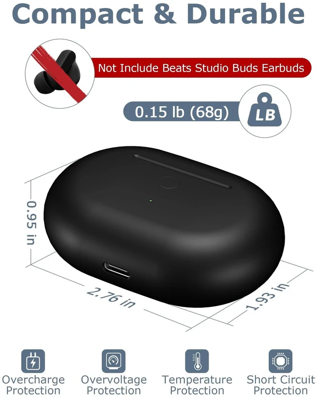 Alt view image 10 of 10 - XCZNAGS Charging Case Replacement for Studio Buds & Studio Buds+: 660mAh Earbuds Charger Case with Bluetooth Sync Button & USB-C Cable