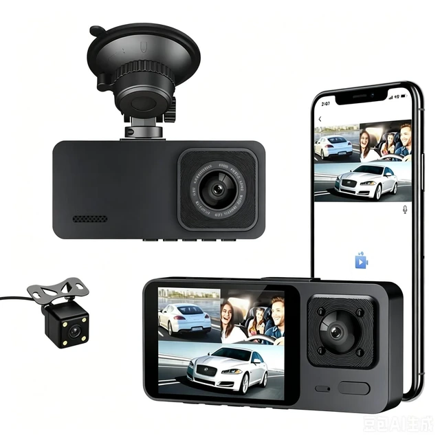 Alt view image 6 of 10 - 2K Dash Camera for Car Front and Rear Inside WiFi Dash Cam with Phone App Security Video Recorder, HD 1080P Dashcam 2'' Screen Loop Recording, HDR, G-Sensor