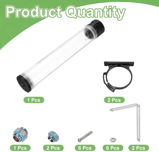 Alt view image 8 of 10 - MECCANIXITY Water Cooling Tank G1/4 Thread 50mm x 300mm Cylinder Heat Exchanger Water Cooling Reservoir Radiator Kit 1 in 3 Out for PC Computer CPU