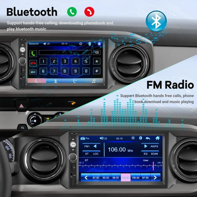Alt view image 9 of 10 - Double Din Car Stereo with Reverse Camera 7 inch Touch Screen 2 Din Car Radio Support Mirror Link Bluetooth SWC FM AUX-in TF Card + Remote Control